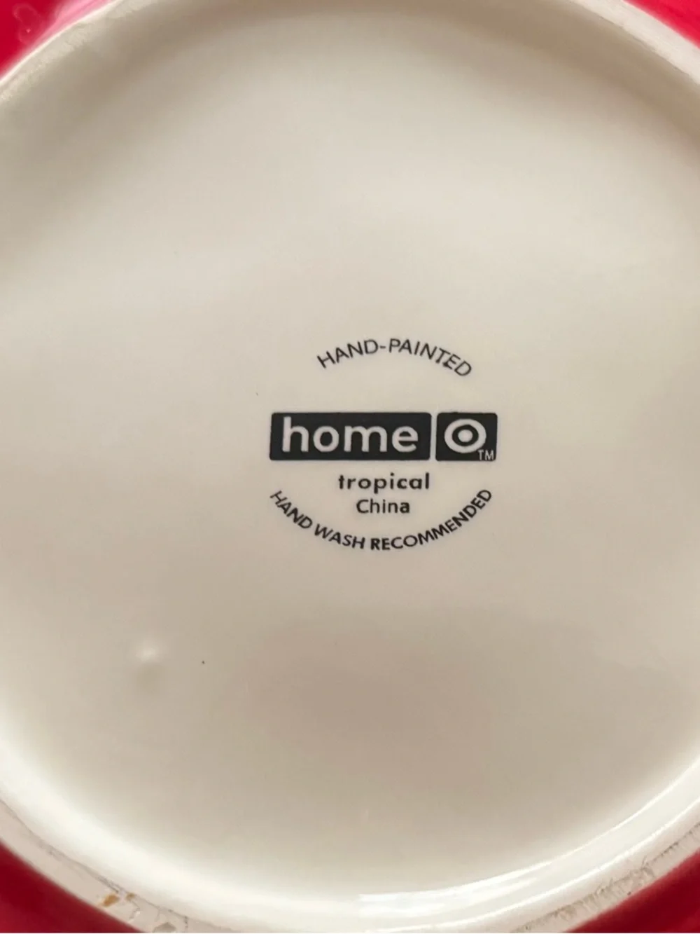 Tropical Red Hibiscus Hand-Painted Ceramic Serving Bowl - Picture 4 of 4